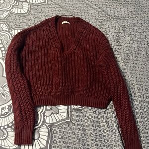 Cropped Distressed Knit Sweater